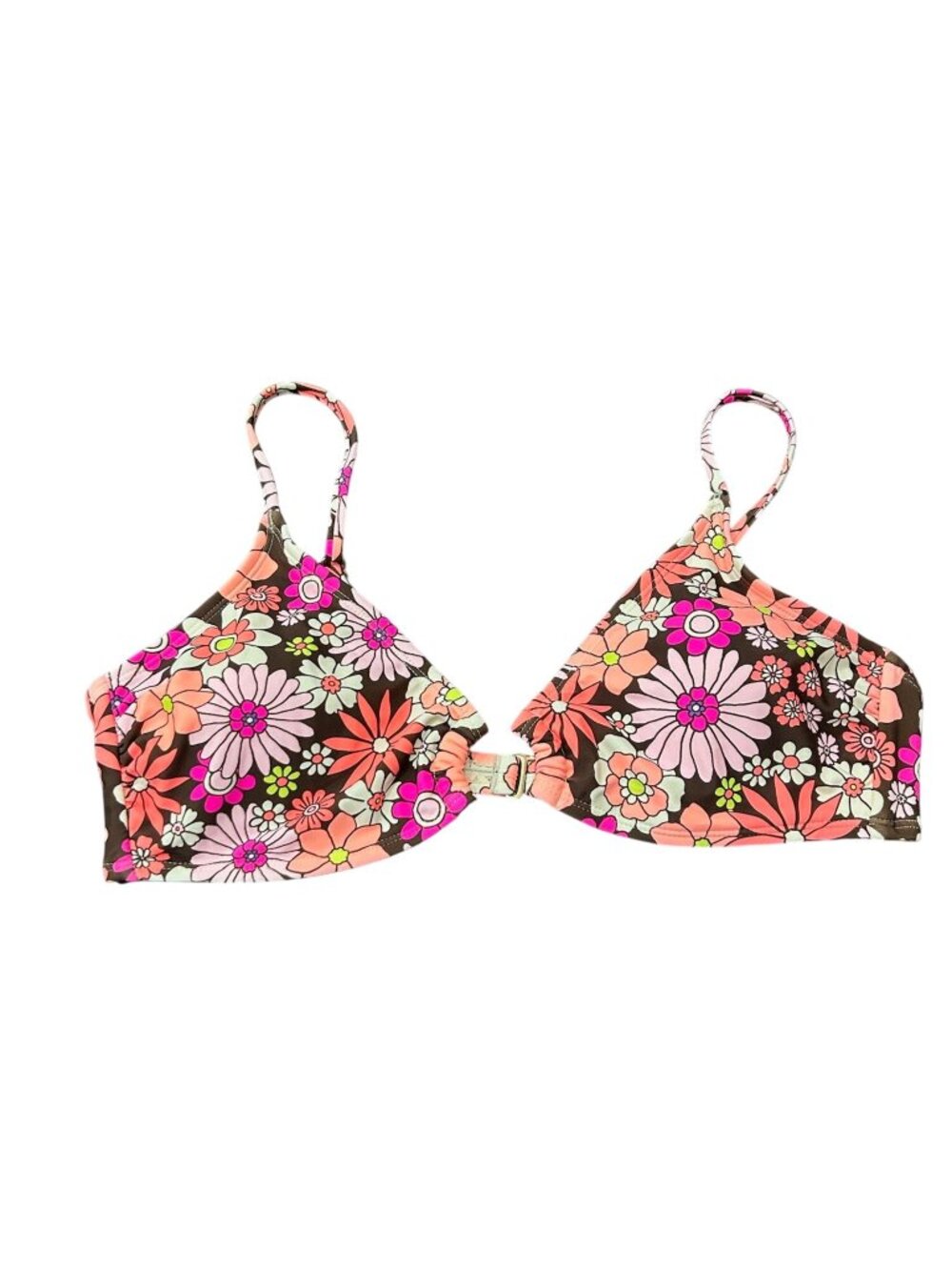Salt + Cove Floral Triangle Bikini Top Padded Multicolor Gardencore Boho